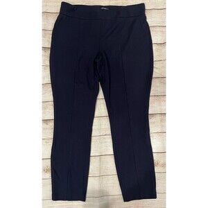 Hilary Radley Pants Womens Navy Blue Pull On Pleated Front Comfort Stretch Large